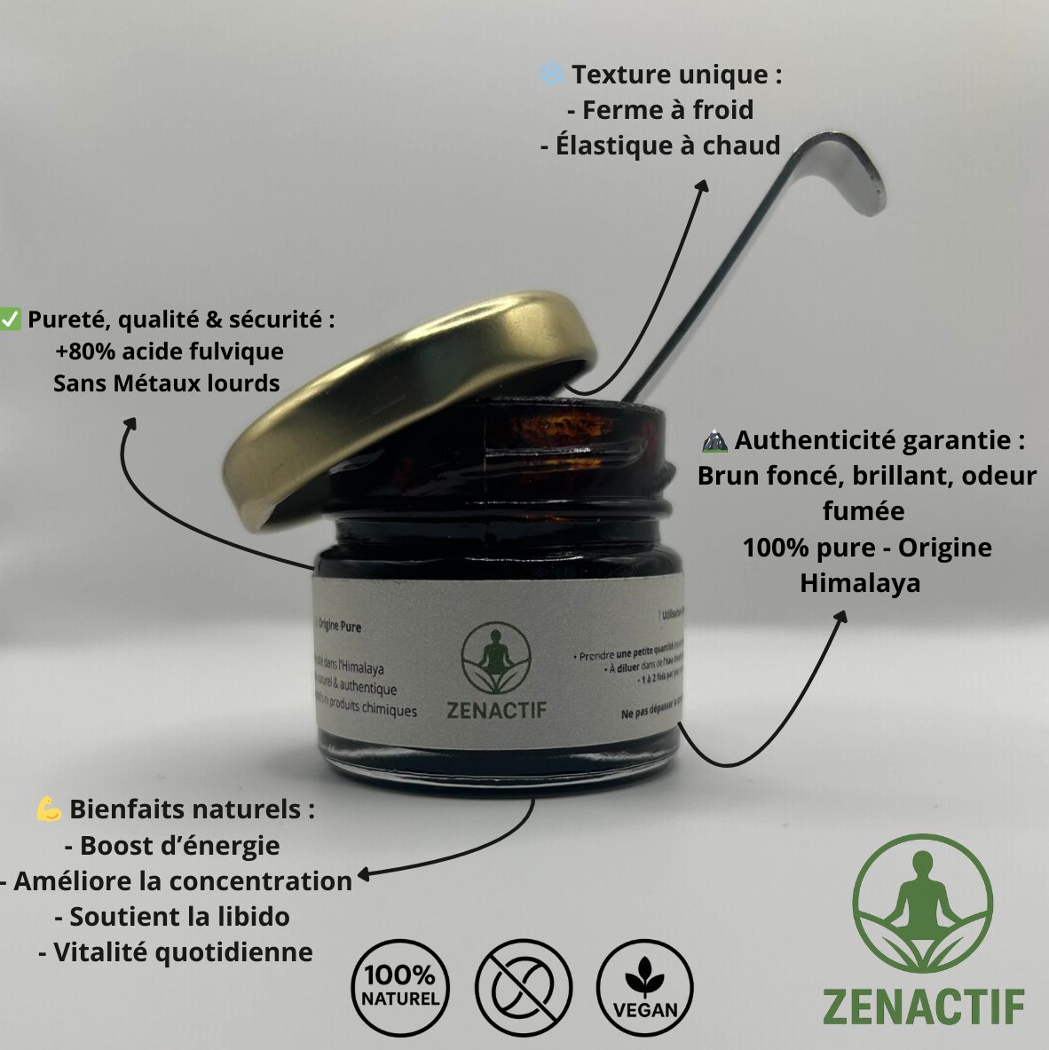 Shilajit (résine 100% Pur) Énergie & Focus - 2 Mois d’Utilisation
