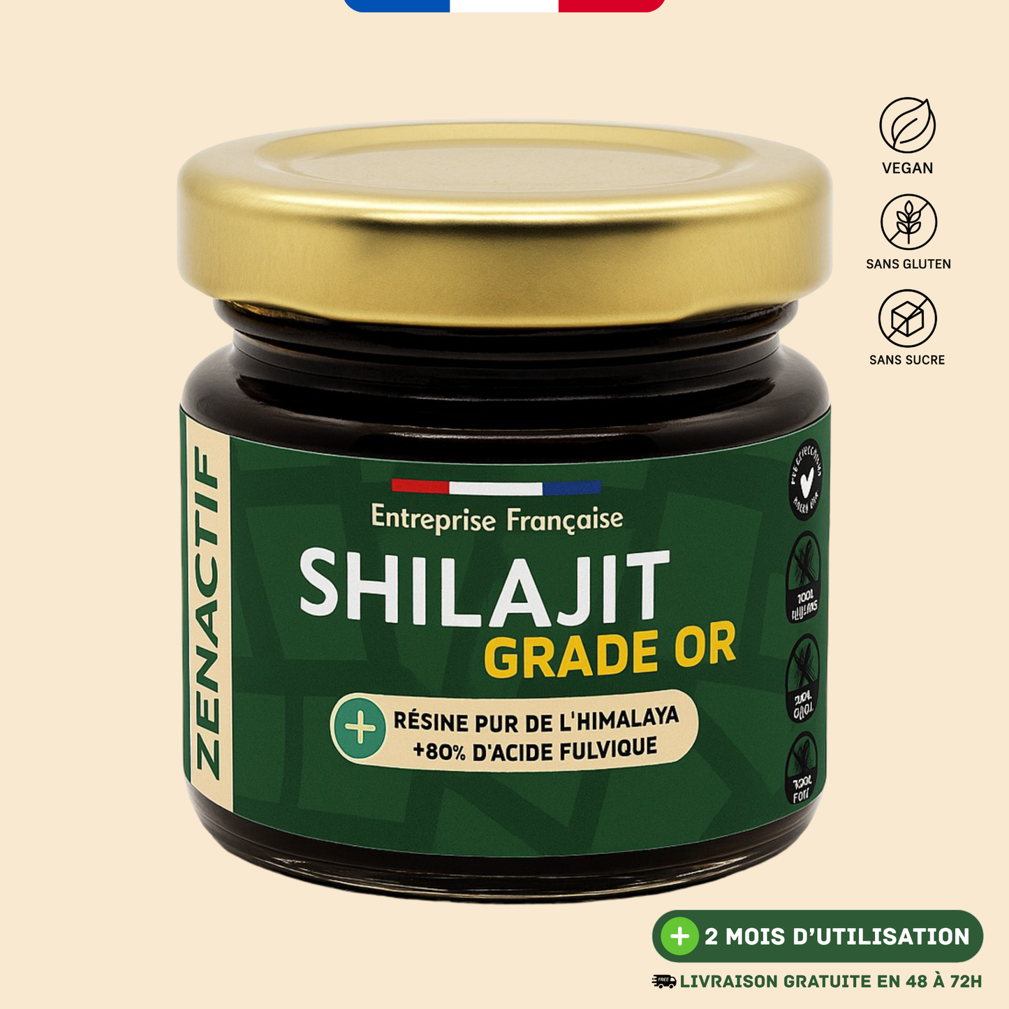 Shilajit PURE ZENACTIF - Energie & Concentration - Testé en laboratoire