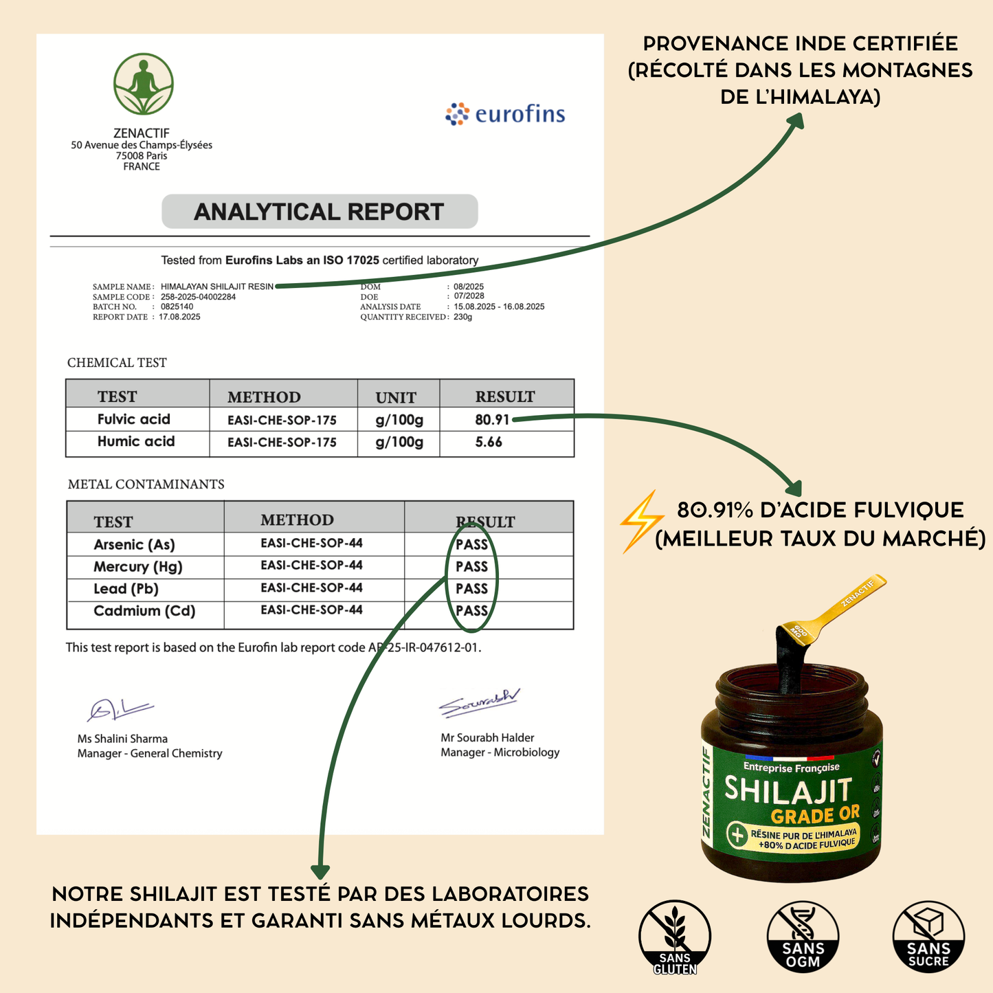 Shilajit PURE ZENACTIF - Energie & Concentration - Testé en laboratoire