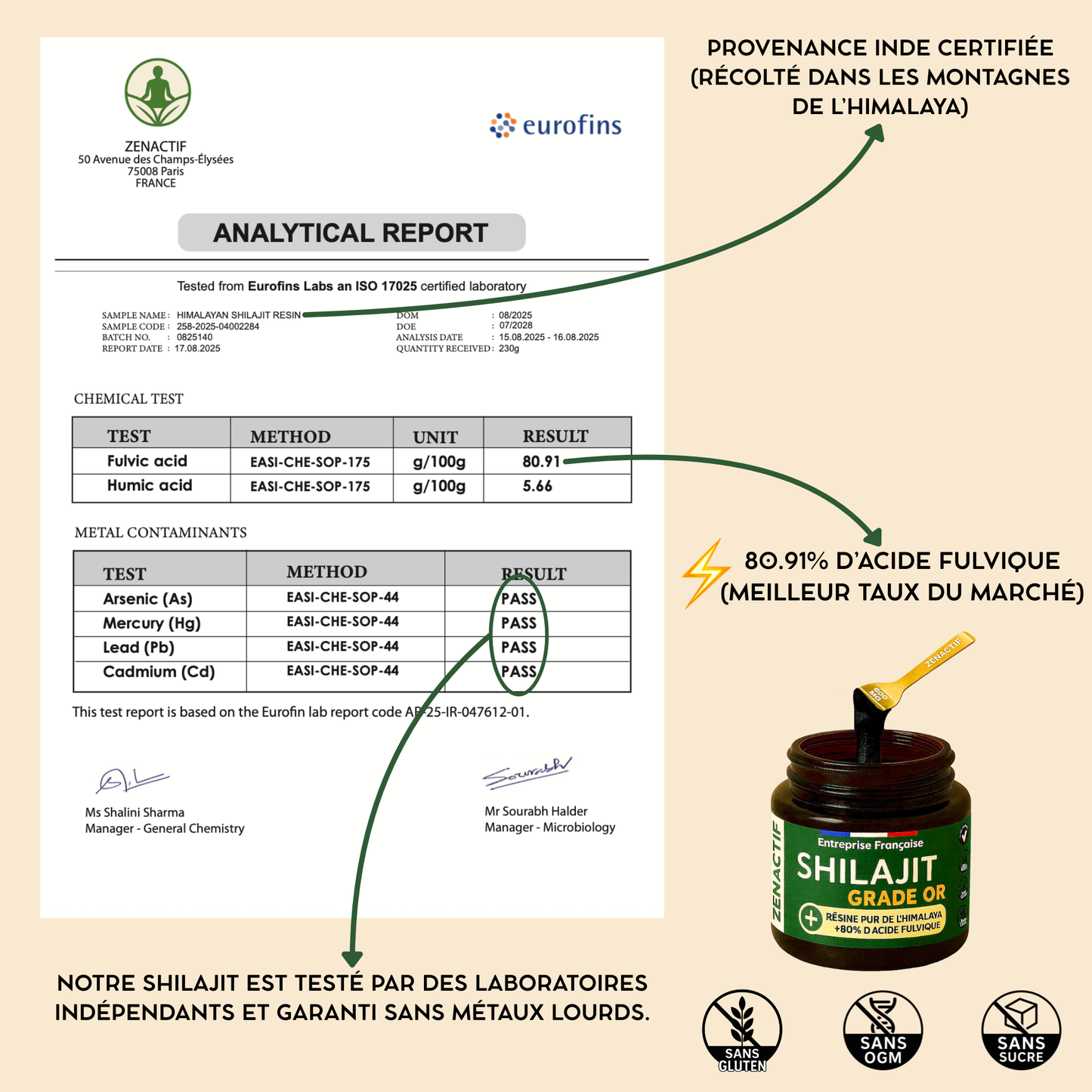 Shilajit PURE ZENACTIF - Energie & Concentration - Testé en laboratoire