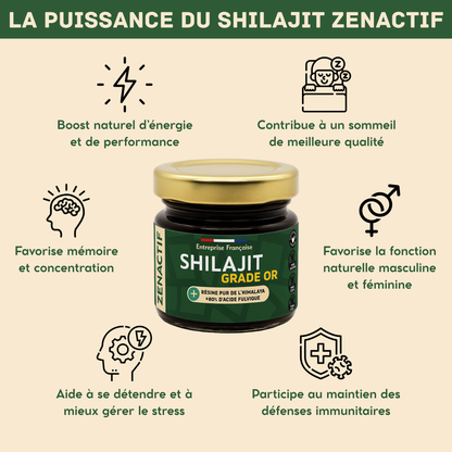 Shilajit PURE ZENACTIF - Energie & Concentration - Testé en laboratoire