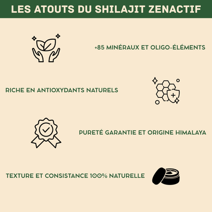Shilajit PURE ZENACTIF - Energie & Concentration - Testé en laboratoire